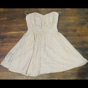 Cream/rose strapless dress